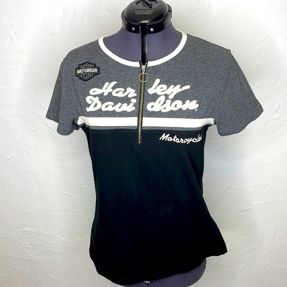 Harley Davidson Official 3 /4 Zip  Embroidered Shirt